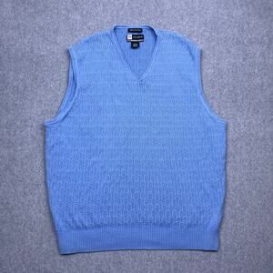 jos. a. bank vest sweater blue cotton knit sleeveless mens large
